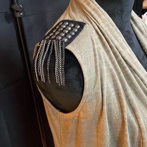 Son of John Army Green Vest with Stud & Chain Epaulets. Size Small